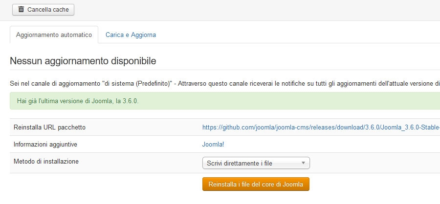 Come reinstallare i file del core di Joomla!