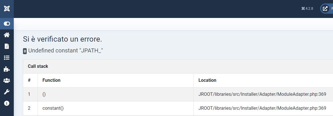 errore installazione modulo