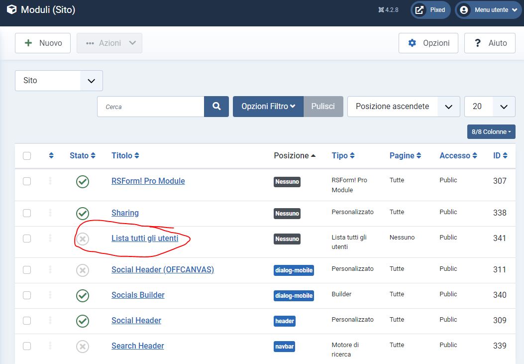 modulo lista di tutti gli utenti