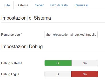abilitare debug