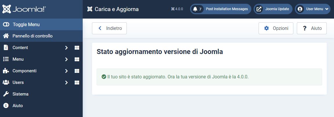 sito aggiornato joomla4