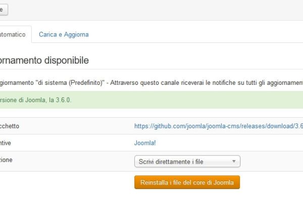 Come reinstallare i file del core di Joomla!