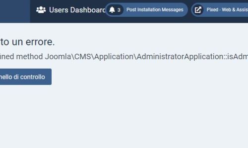 Errore nell'aggiornamento a Joomla4: Call to Undefined method Joomla\CMS\Application\AdministratorApplication::isAdmin()